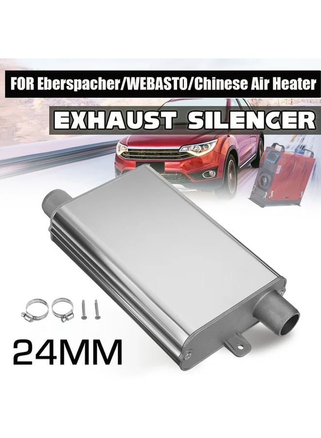 Silvery Aluminum Alloy Muffler For Diesel Air Heater Exhaust Pipe Noise Reduction - Image 1